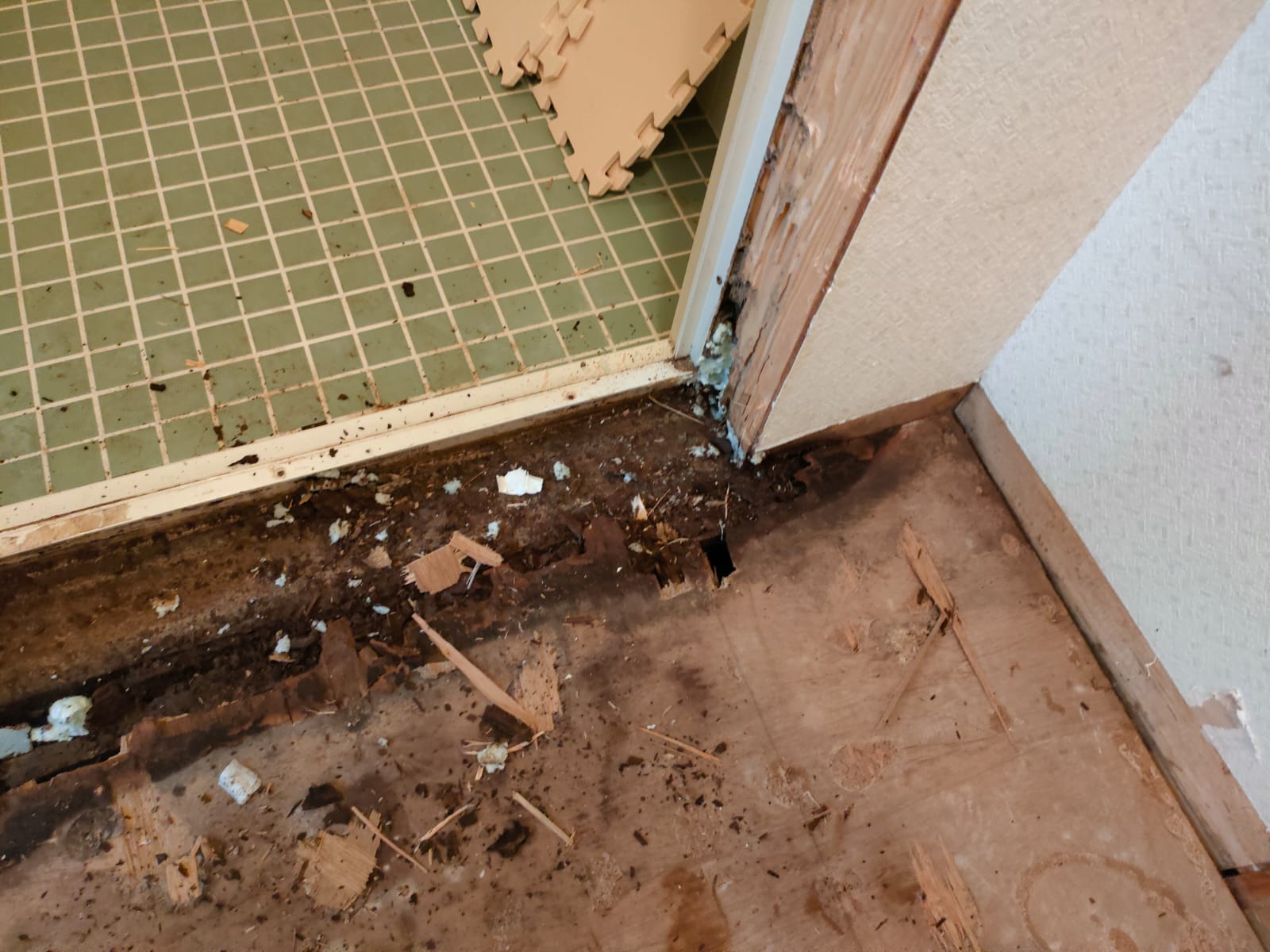Próg i podłoże przed naprawą